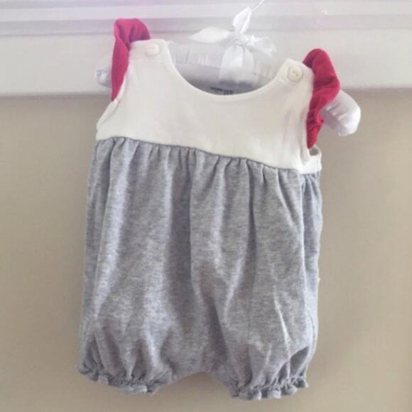 Baby Gap Red, White & Grey Romper 0-3 Months - Picture 1 of 6
